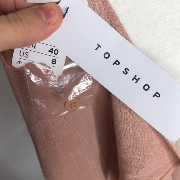 NWT top shop button tie front pink tank top - Picture 7 of 7